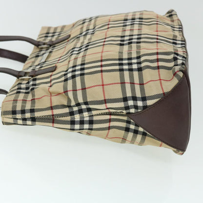 Burberry Nova Check Blue Label Hand Bag Nylon Leather Beige Brown Auth yb329