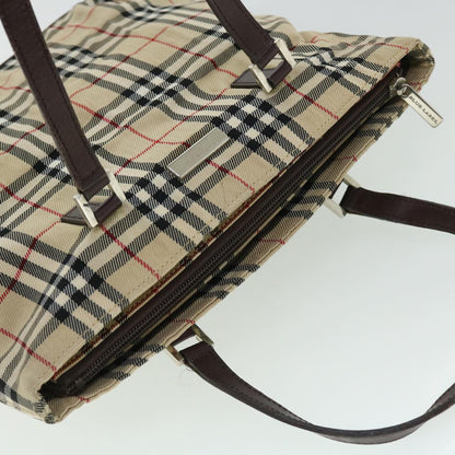 Burberry Nova Check Blue Label Hand Bag Nylon Leather Beige Brown Auth yb329