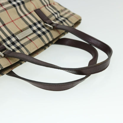 Burberry Nova Check Blue Label Hand Bag Nylon Leather Beige Brown Auth yb329