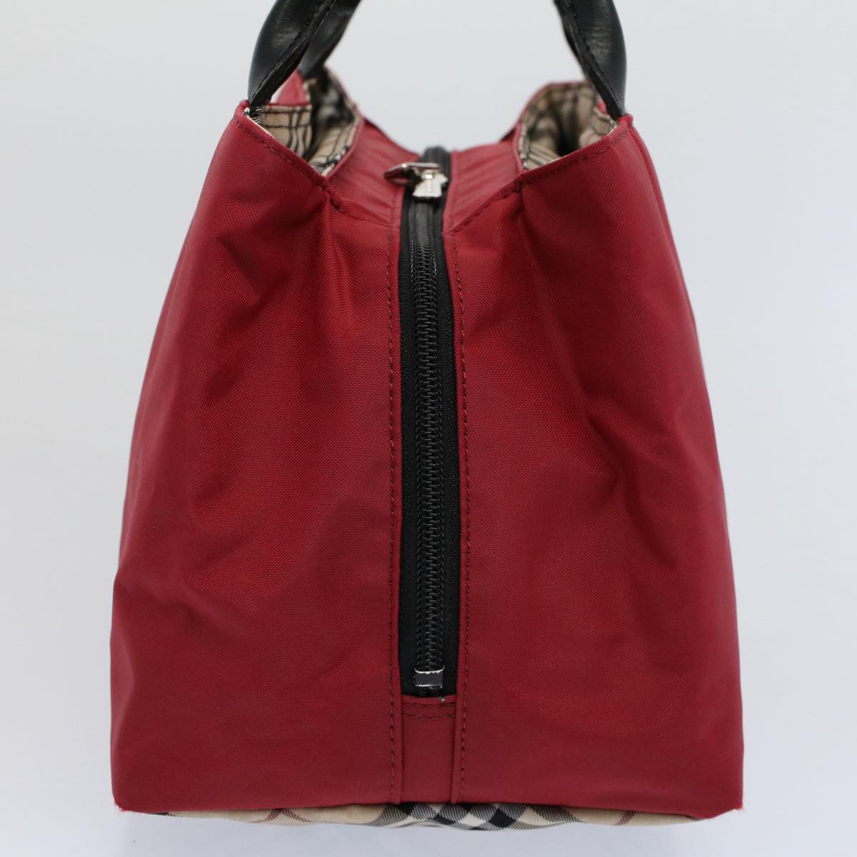 Burberry Hand Bag Nylon Red Auth yb435