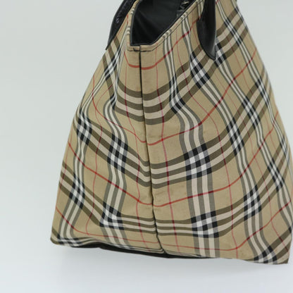 BurberrySs Nova Check Blue Label Tote Bag Nylon Beige Auth yb525