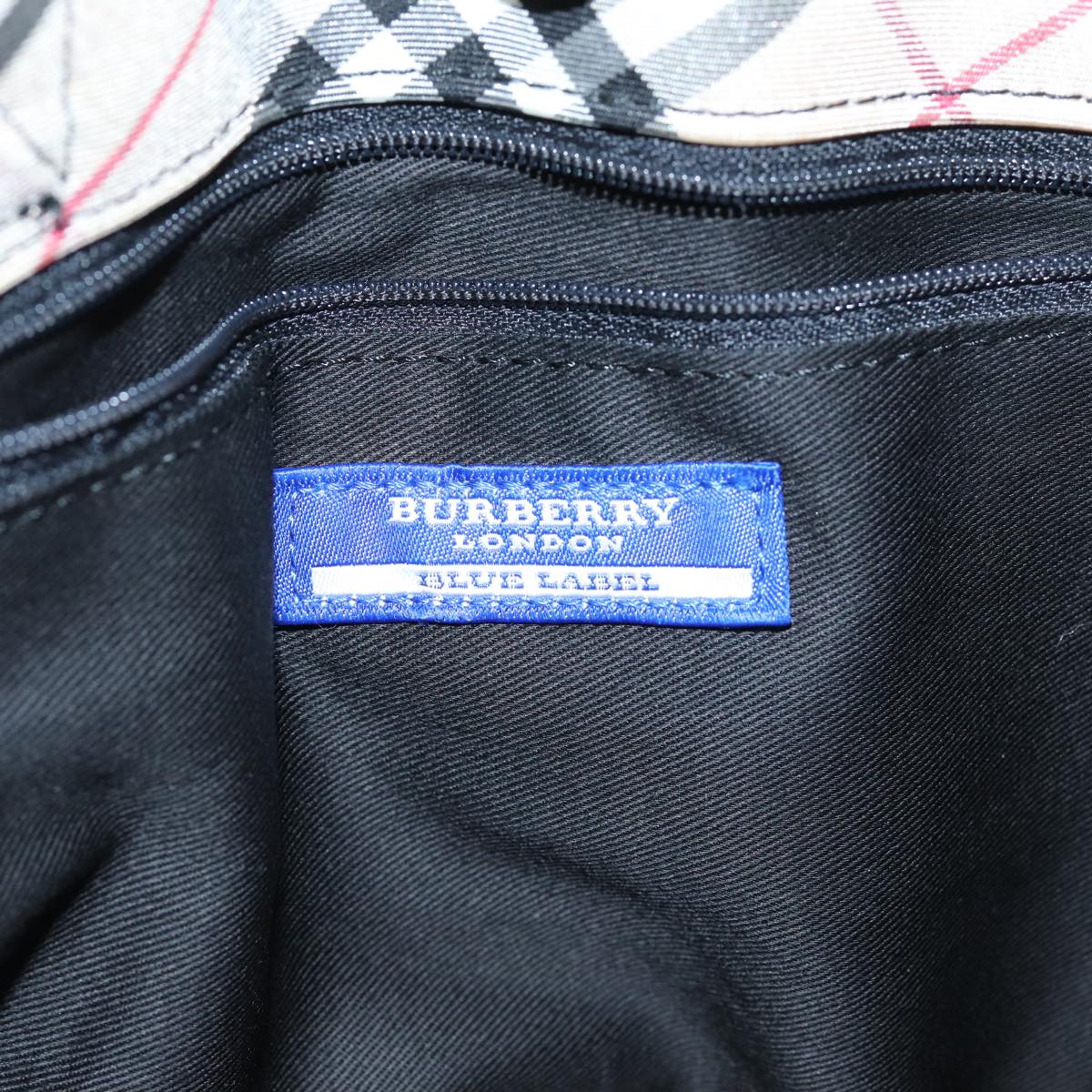 BURBERRY Nova Check Blue Label Hand Bag Canvas Beige Black Auth yb558