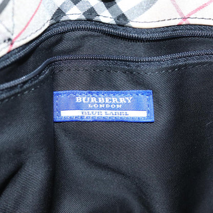 BURBERRY Nova Check Blue Label Hand Bag Canvas Beige Black Auth yb558