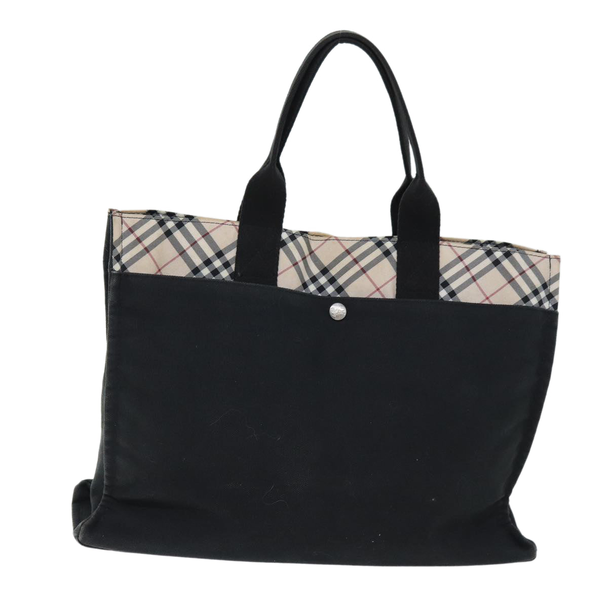 BURBERRY Nova Check Blue Label Hand Bag Canvas Beige Black Auth yb558