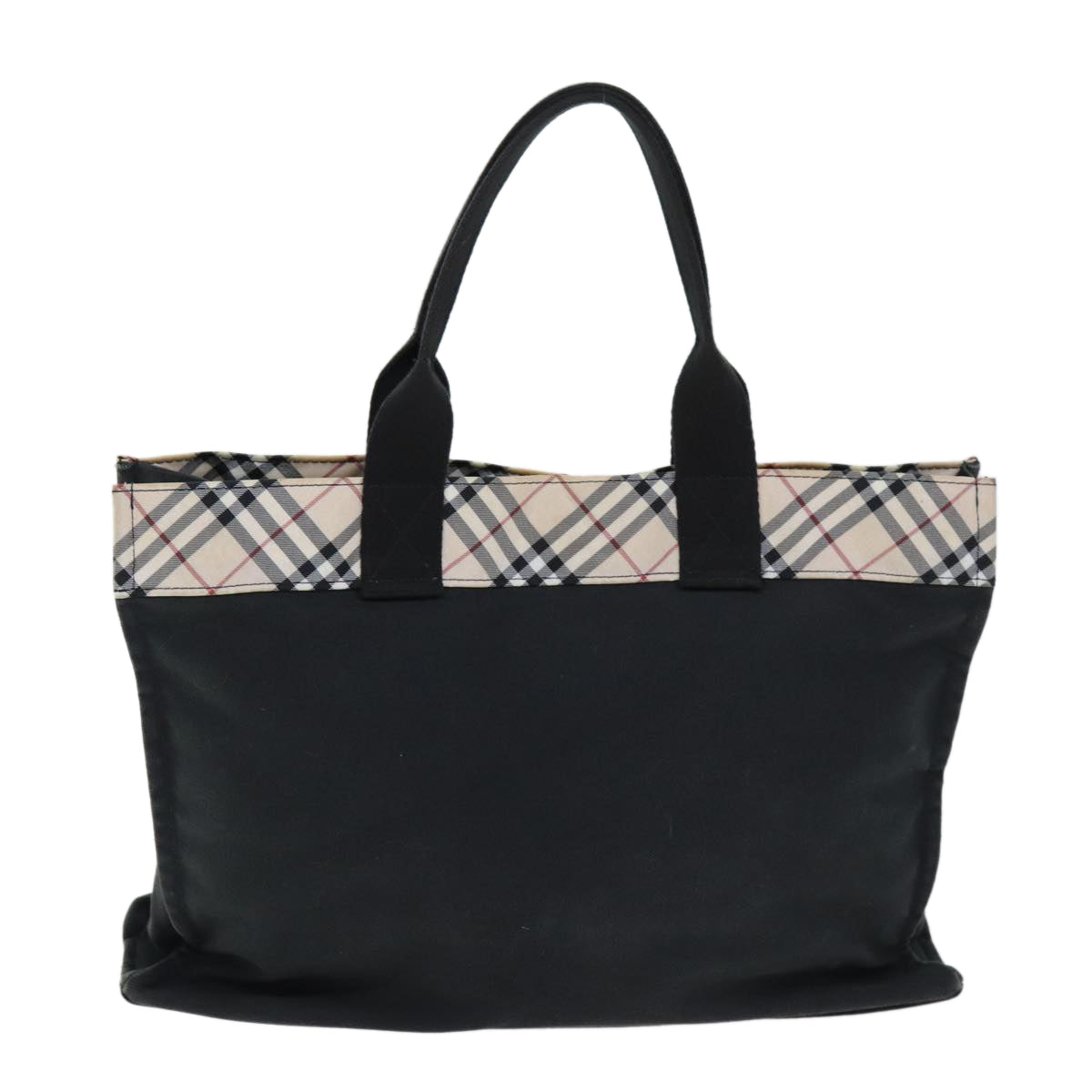 BURBERRY Nova Check Blue Label Hand Bag Canvas Beige Black Auth yb558