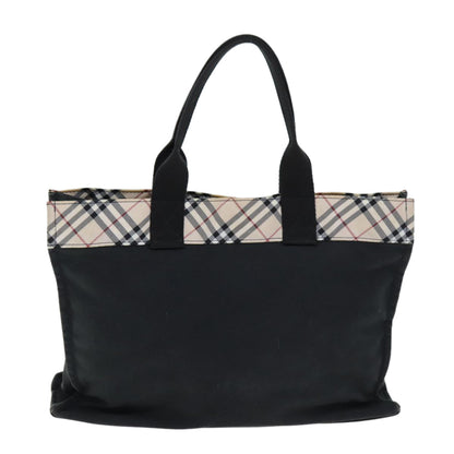 BURBERRY Nova Check Blue Label Hand Bag Canvas Beige Black Auth yb558