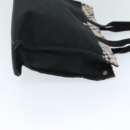 BURBERRY Nova Check Blue Label Hand Bag Canvas Beige Black Auth yb558
