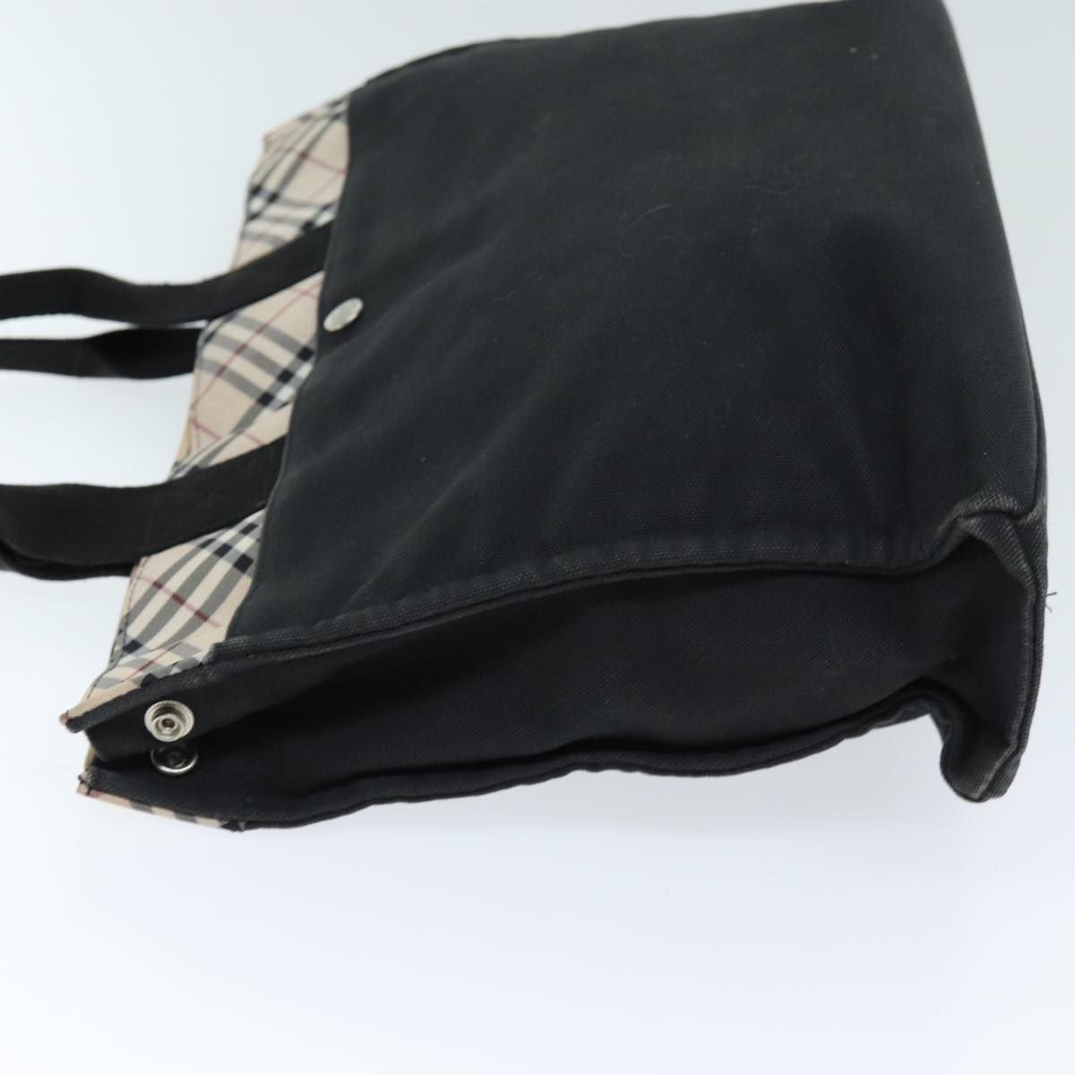 BURBERRY Nova Check Blue Label Hand Bag Canvas Beige Black Auth yb558
