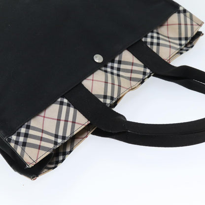 BURBERRY Nova Check Blue Label Hand Bag Canvas Beige Black Auth yb558