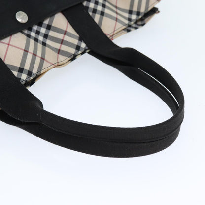 BURBERRY Nova Check Blue Label Hand Bag Canvas Beige Black Auth yb558