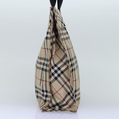 BURBERRY Nova Check Blue Label Hand Bag Nylon Beige Auth yb561