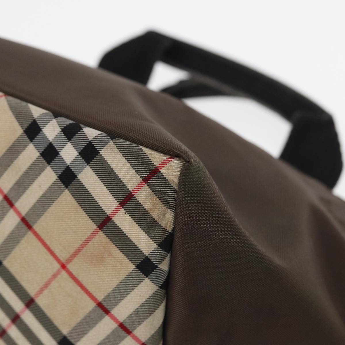 BURBERRYSs Nova Check Blue Label Hand Bag Canvas Brown Auth yb594