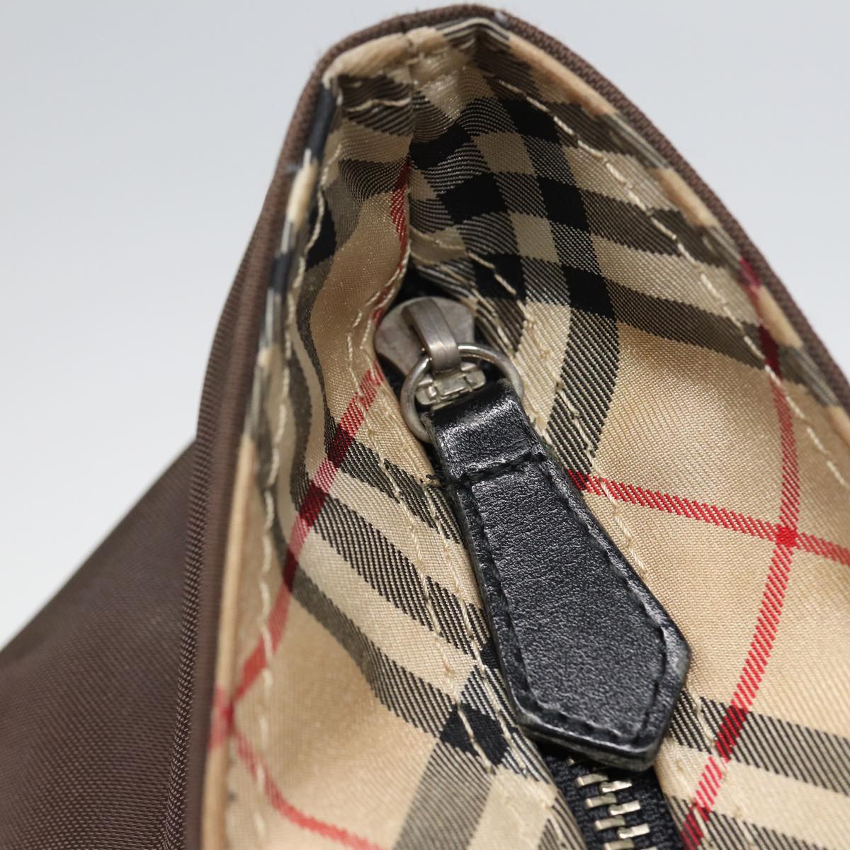 BURBERRYSs Nova Check Blue Label Hand Bag Canvas Brown Auth yb594