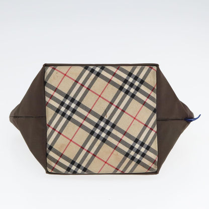 BURBERRYSs Nova Check Blue Label Hand Bag Canvas Brown Auth yb594
