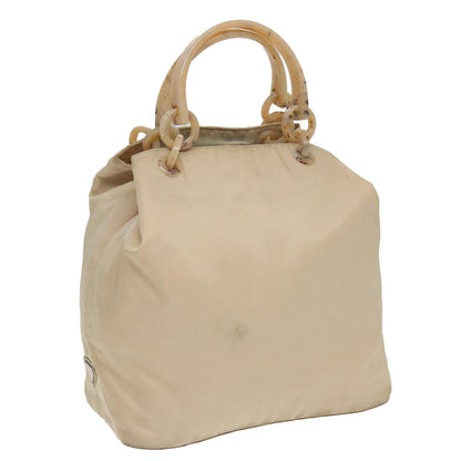 PRADA Hand Bag Nylon Beige Auth yb599