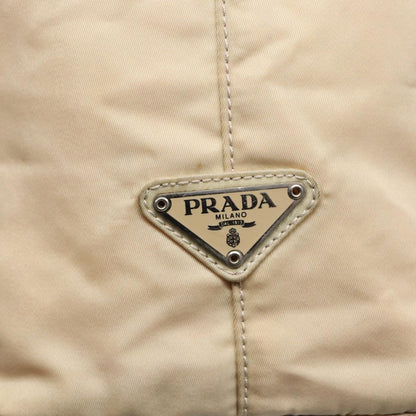 PRADA Hand Bag Nylon Beige Auth yb599