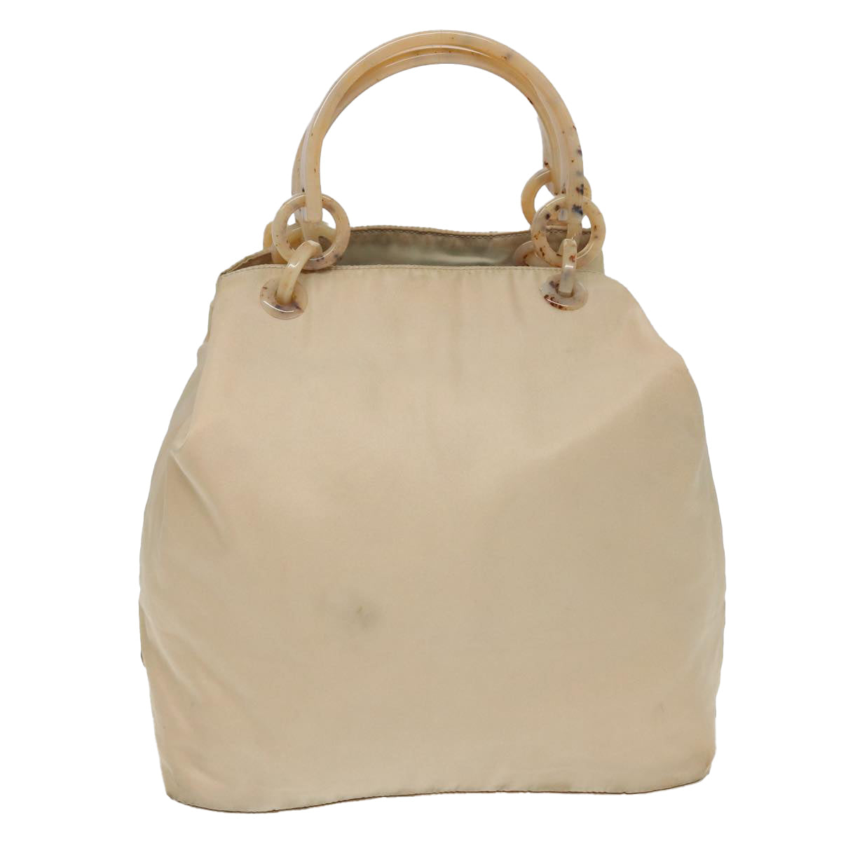 PRADA Hand Bag Nylon Beige Auth yb599