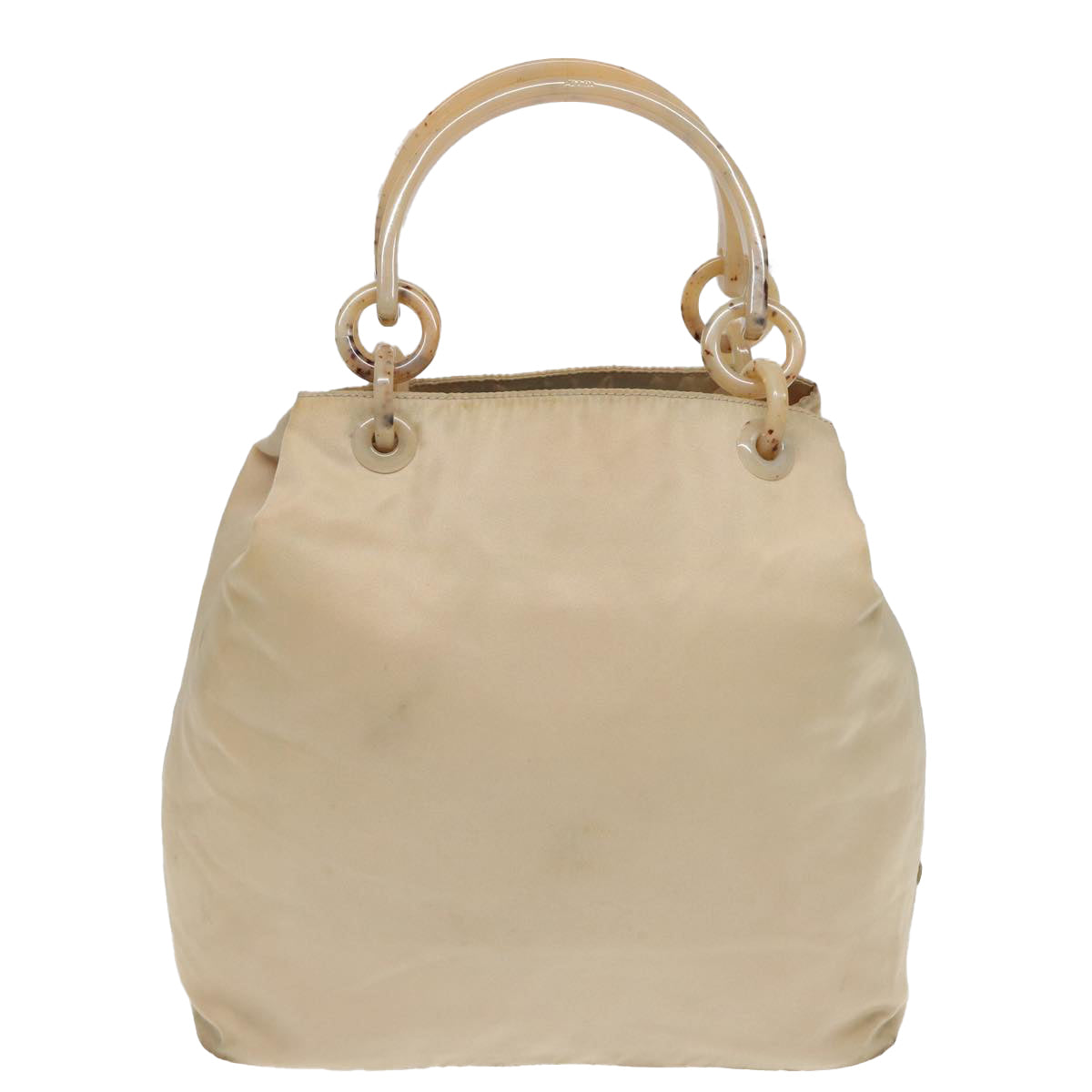 PRADA Hand Bag Nylon Beige Auth yb599