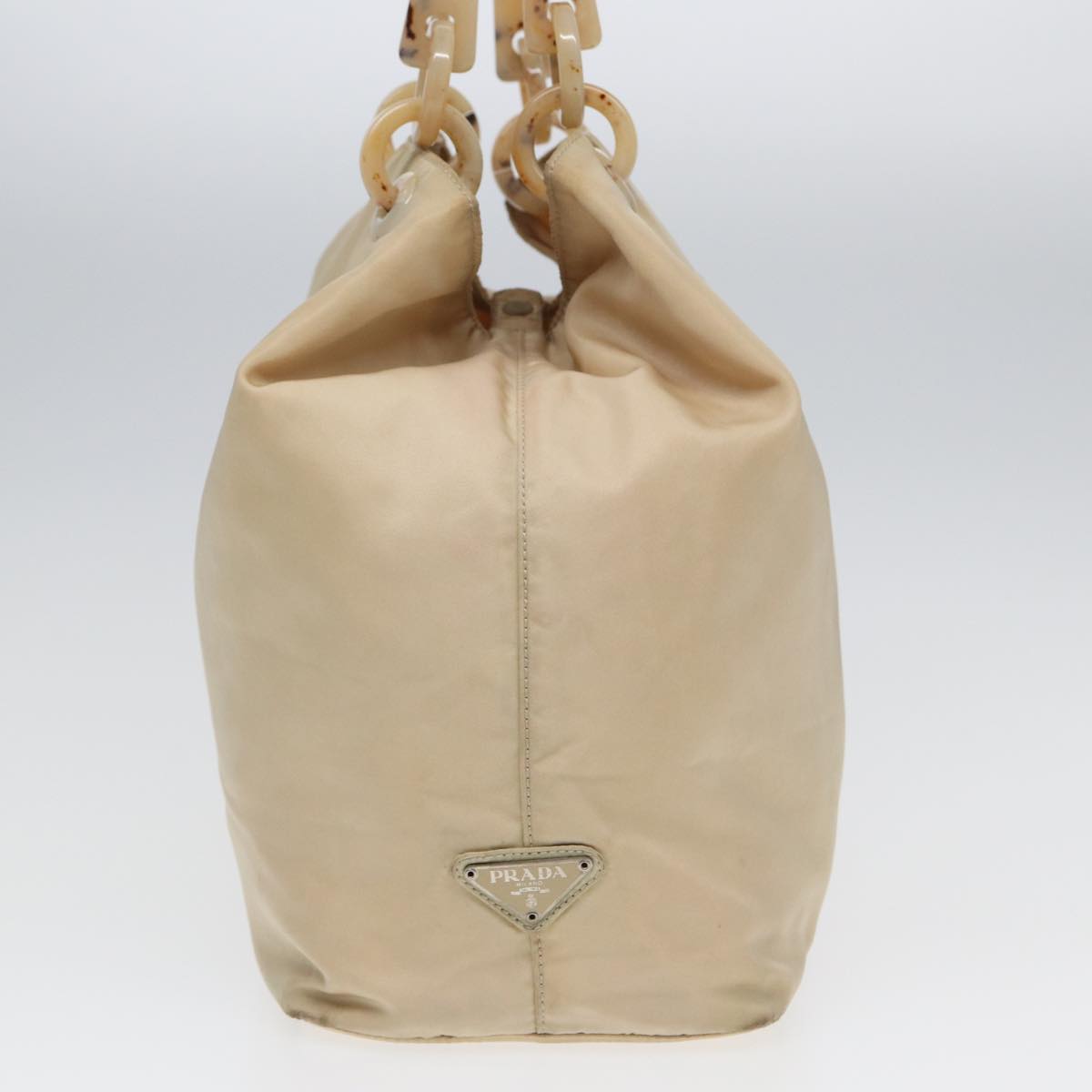 PRADA Hand Bag Nylon Beige Auth yb599