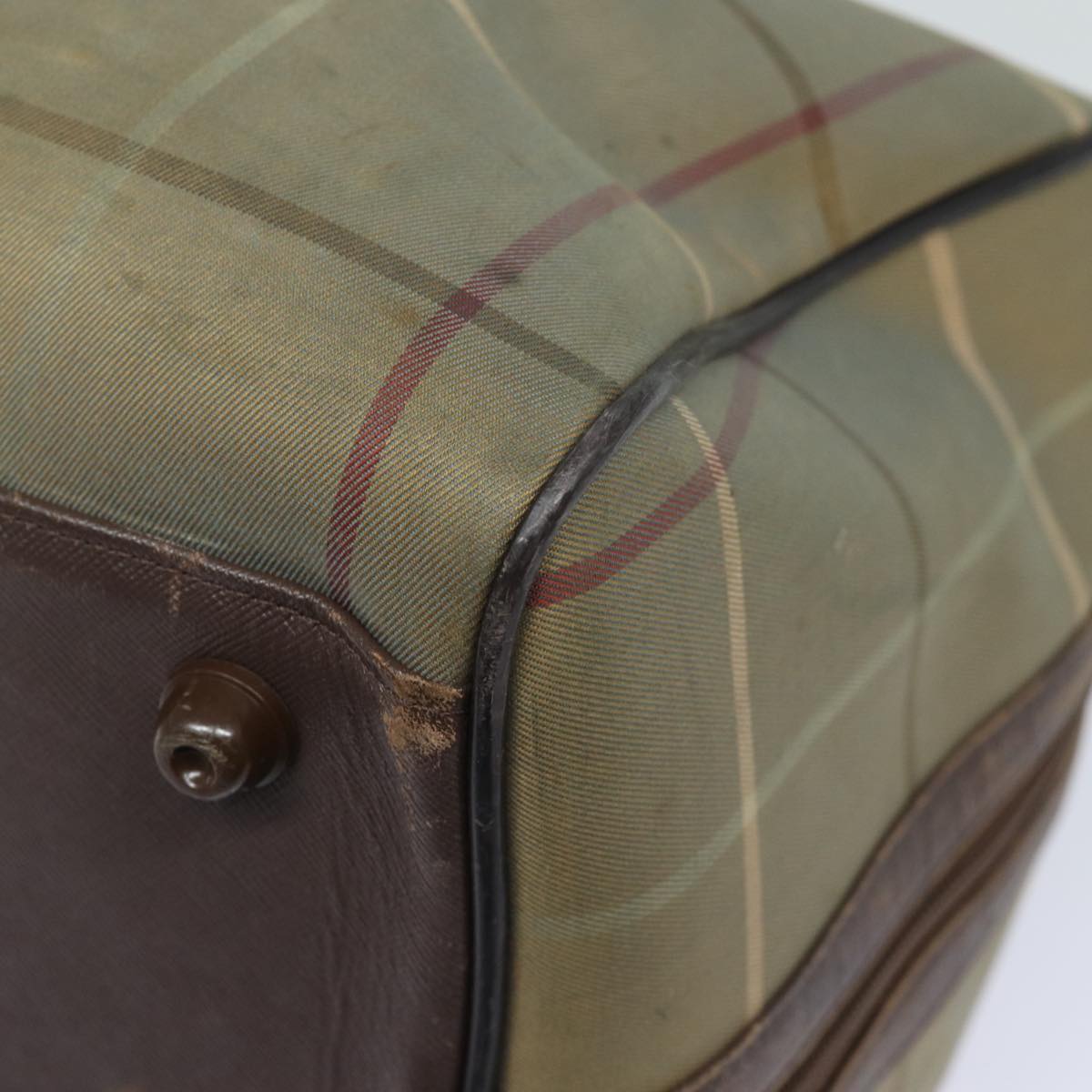 BURBERRYSs Nova Check Boston Bag Canvas Leather Beige Brown Auth yb602