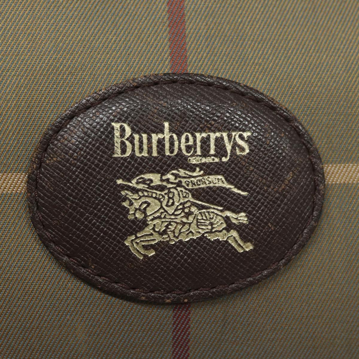 BURBERRYSs Nova Check Boston Bag Canvas Leather Beige Brown Auth yb602