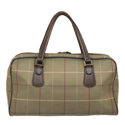 BURBERRYSs Nova Check Boston Bag Canvas Leather Beige Brown Auth yb602