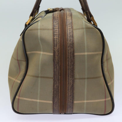 BURBERRYSs Nova Check Boston Bag Canvas Leather Beige Brown Auth yb602
