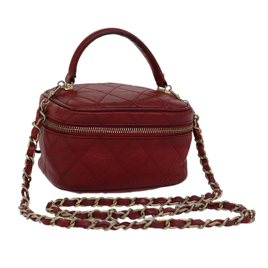Chanel Bicolore Chain Hand Bag Leather Red CC Auth yb