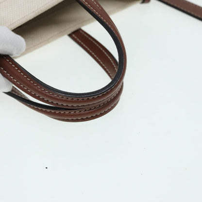 BURBERRY Hand Bag Canvas Leather Beige Auth yb635