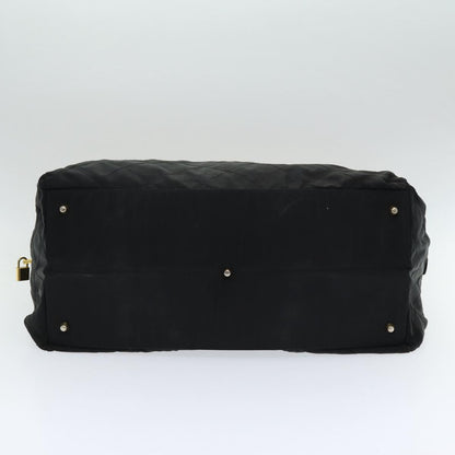 PRADA Quilted Chain Boston Bag Nylon Black Auth yb650