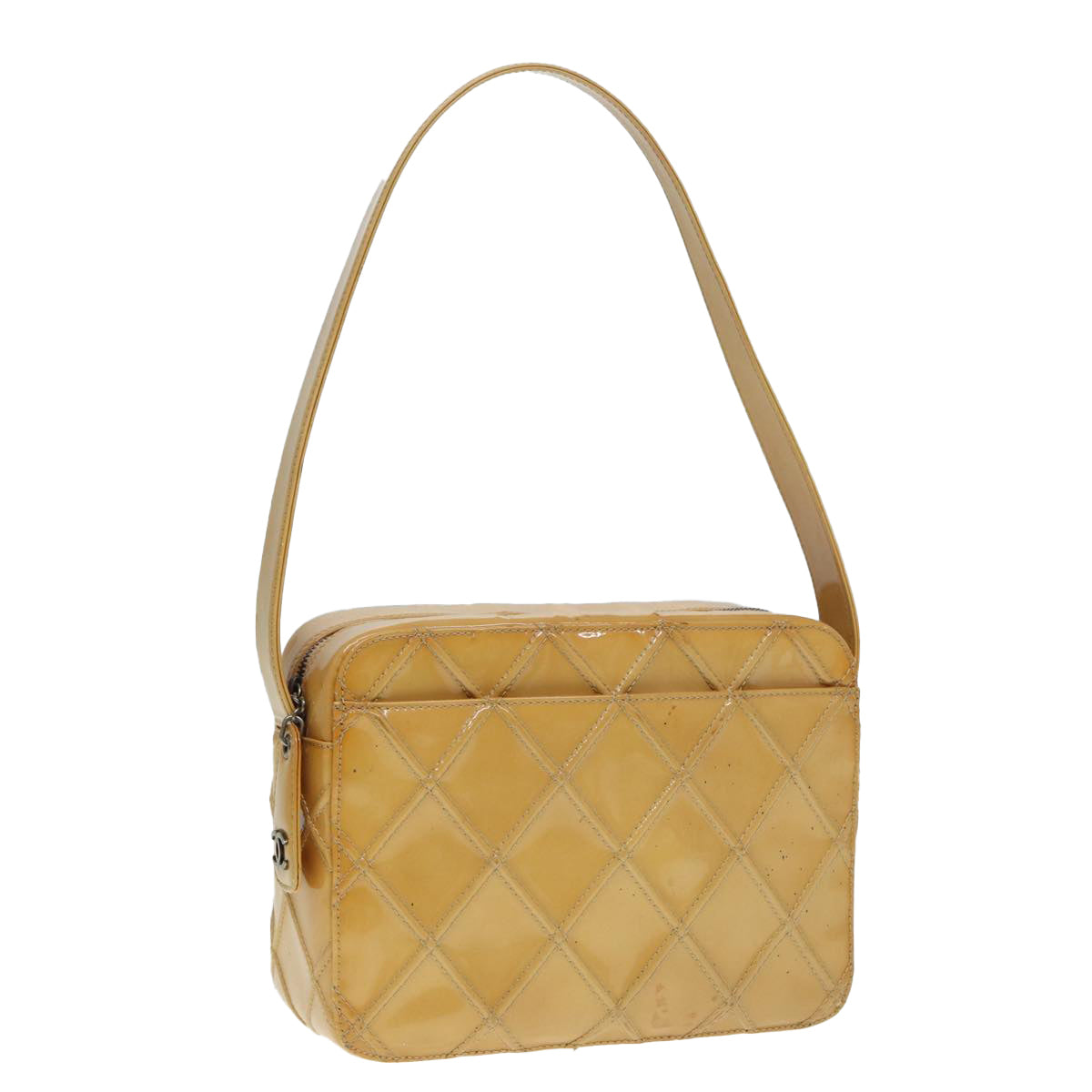 Chanel Bicolore Shoulder Bag Enamel Yellow Silver CC Auth yb