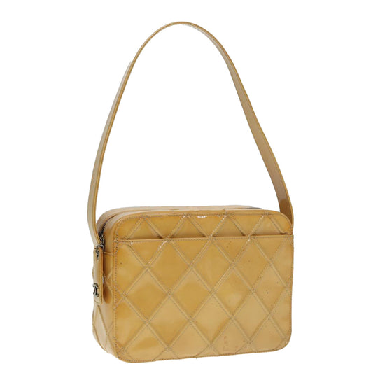 Chanel Bicolore Shoulder Bag Enamel Yellow Silver CC Auth yb