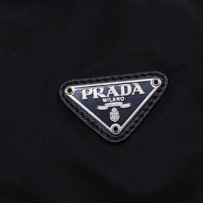 PRADA Boston Bag Nylon Black Silver Auth yb684