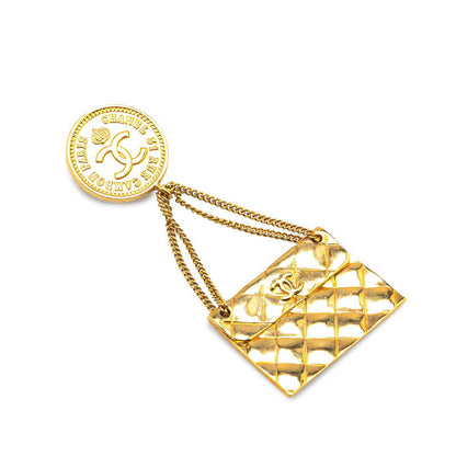 Chanel Gold Plated Coco Mark 31 RUE CAMBON PARIS Matelasse Brooch