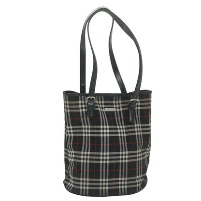 BurberrySs Nova Check Blue Label Shoulder Bag Nylon Black Auth yk10122