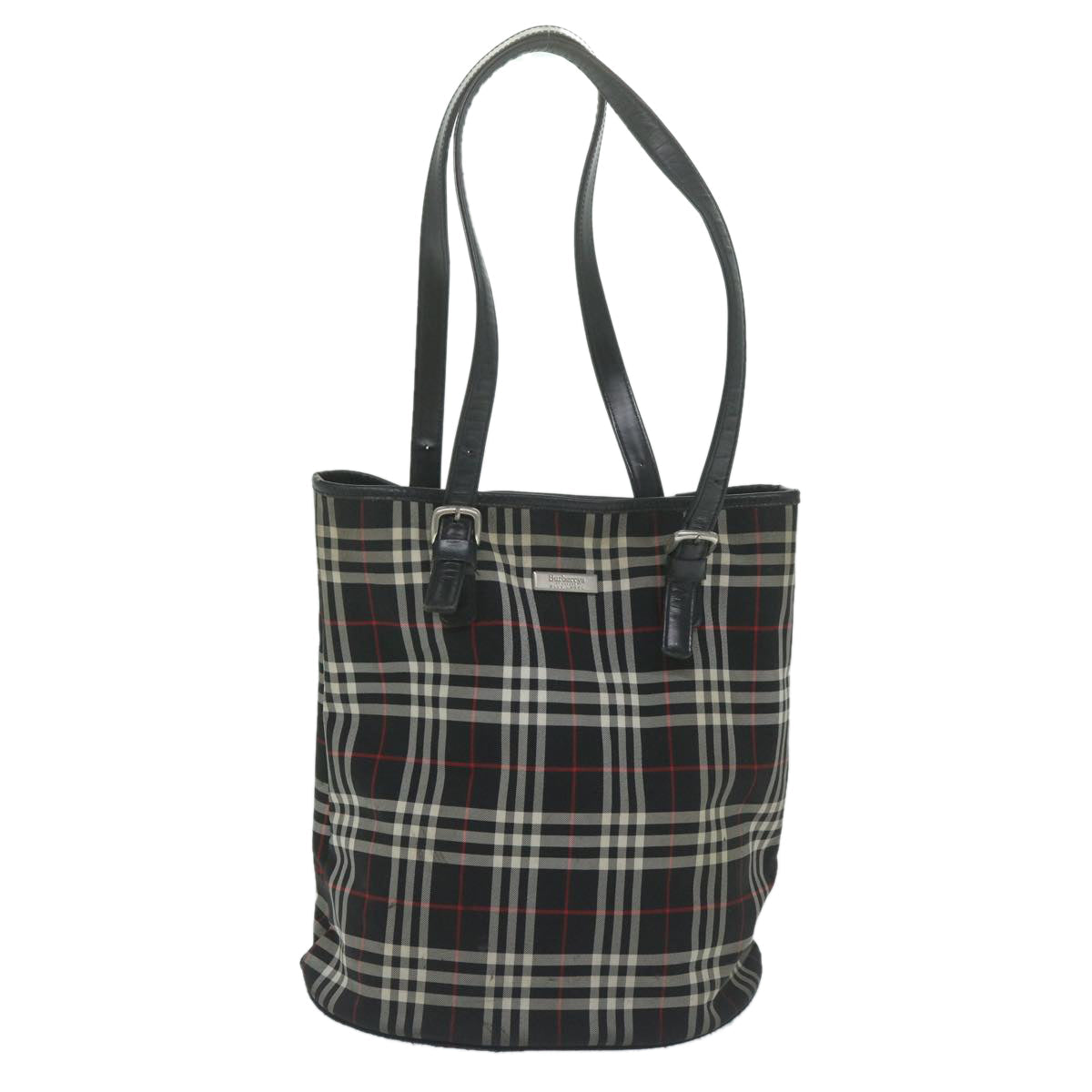 BurberrySs Nova Check Blue Label Shoulder Bag Nylon Black Auth yk10122