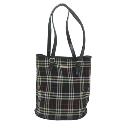 BurberrySs Nova Check Blue Label Shoulder Bag Nylon Black Auth yk10122