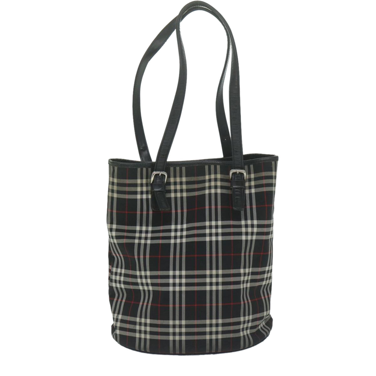BurberrySs Nova Check Blue Label Shoulder Bag Nylon Black Auth yk10122