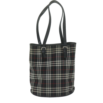 BurberrySs Nova Check Blue Label Shoulder Bag Nylon Black Auth yk10122