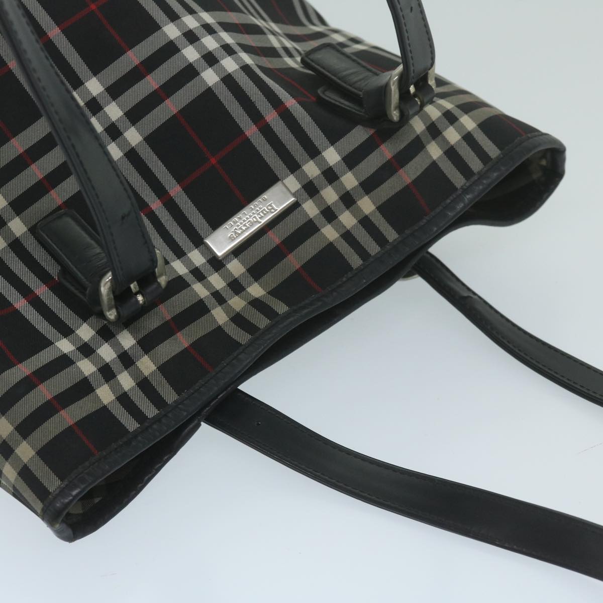 BurberrySs Nova Check Blue Label Shoulder Bag Nylon Black Auth yk10122