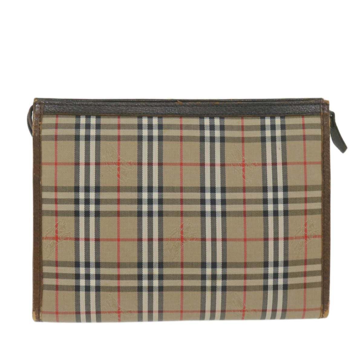 BurberrySs Nova Check Clutch Bag Nylon Canvas Beige Auth yk10180