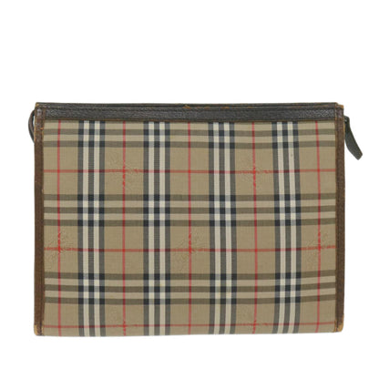 BurberrySs Nova Check Clutch Bag Nylon Canvas Beige Auth yk10180
