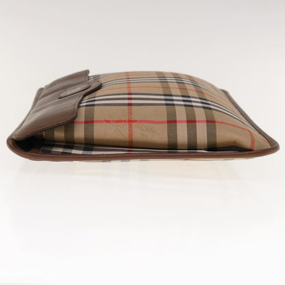 BurberrySs Nova Check Clutch Bag Canvas Beige Brown Auth yk10288