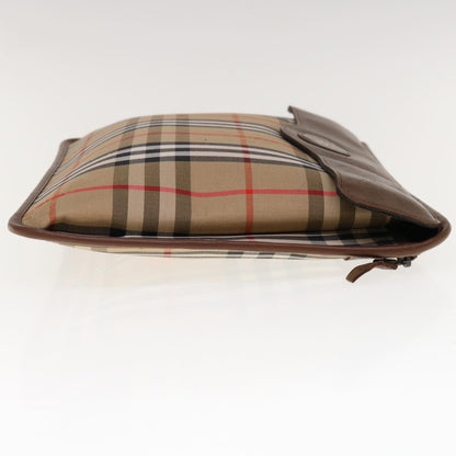 BurberrySs Nova Check Clutch Bag Canvas Beige Brown Auth yk10288