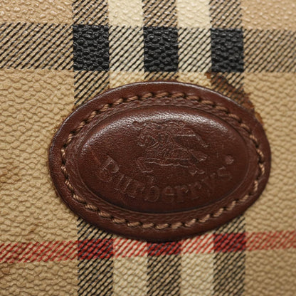 BurberrySs Nova Check Clutch Bag PVC Leather Beige Auth yk10533