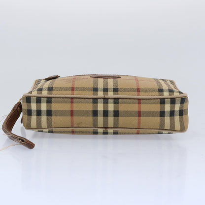 BurberrySs Nova Check Clutch Bag PVC Leather Beige Auth yk10533