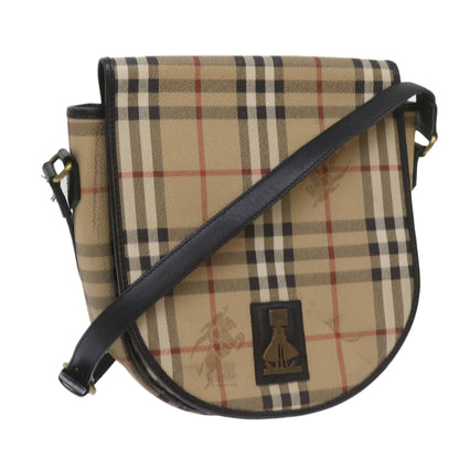 BURBERRYSs Nova Check Shoulder Bag PVC Beige Auth yk11243