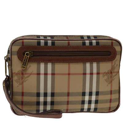 BurberrySs Nova Check Clutch Bag PVC Beige Brown Auth yk11383
