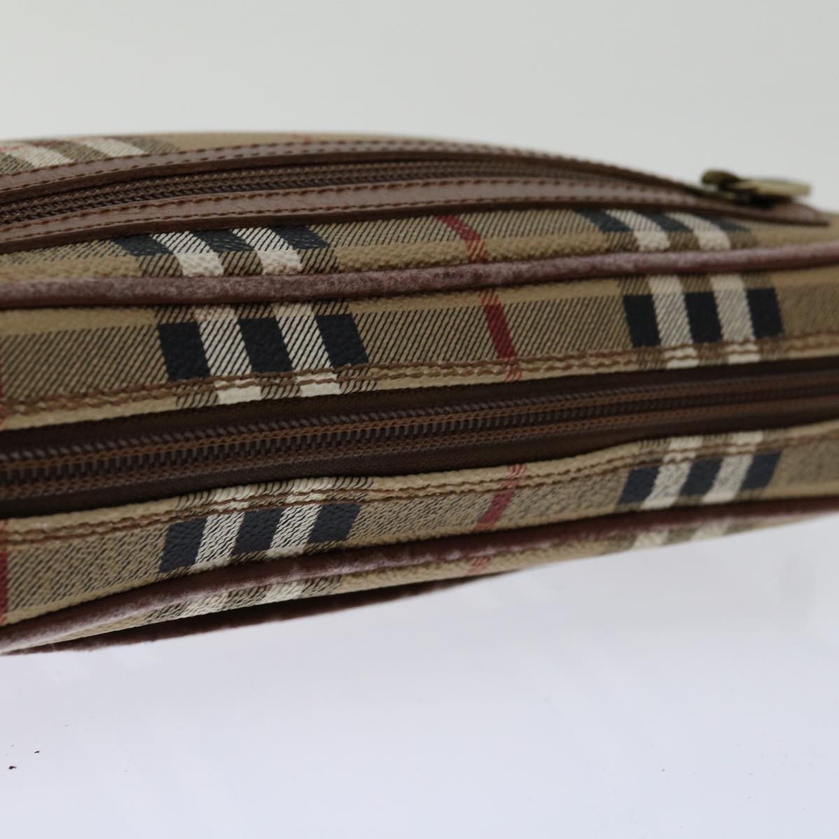 BurberrySs Nova Check Clutch Bag PVC Beige Brown Auth yk11383