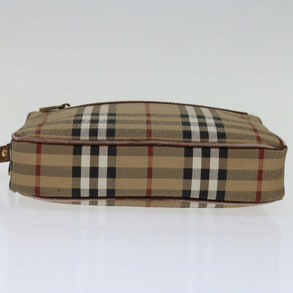 BurberrySs Nova Check Clutch Bag PVC Beige Brown Auth yk11383